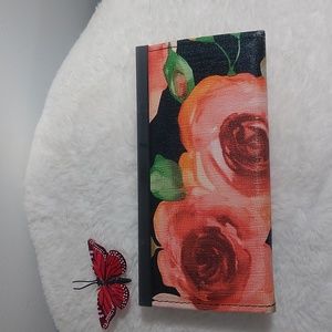 Vintage Rose Floral Clutch Wallet